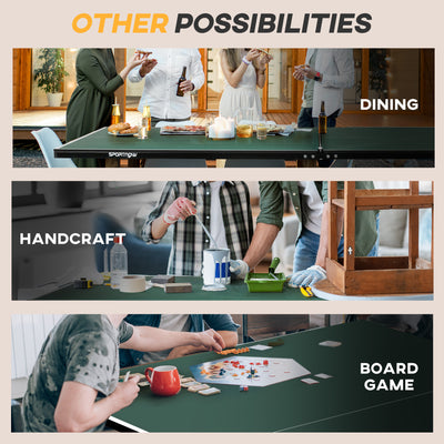 SPORTNOW 9FT Folding Table Tennis Table, with 8 Wheels, for Indoor Use - Green 