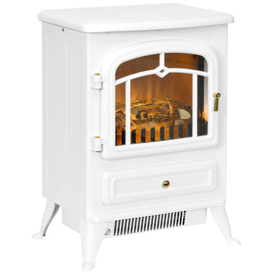 HOMCOM Modern Electric Fireplace, Freestanding Electric Stove Fire with Flame Effect, 950/1850W, White 