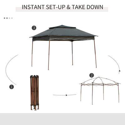 Outsunny 3 x 3(m) Pop Up Gazebo, Double-roof Garden Tent with Netting and Carry Bag, Party Event Shelter for Outdoor Patio, Dark Grey 