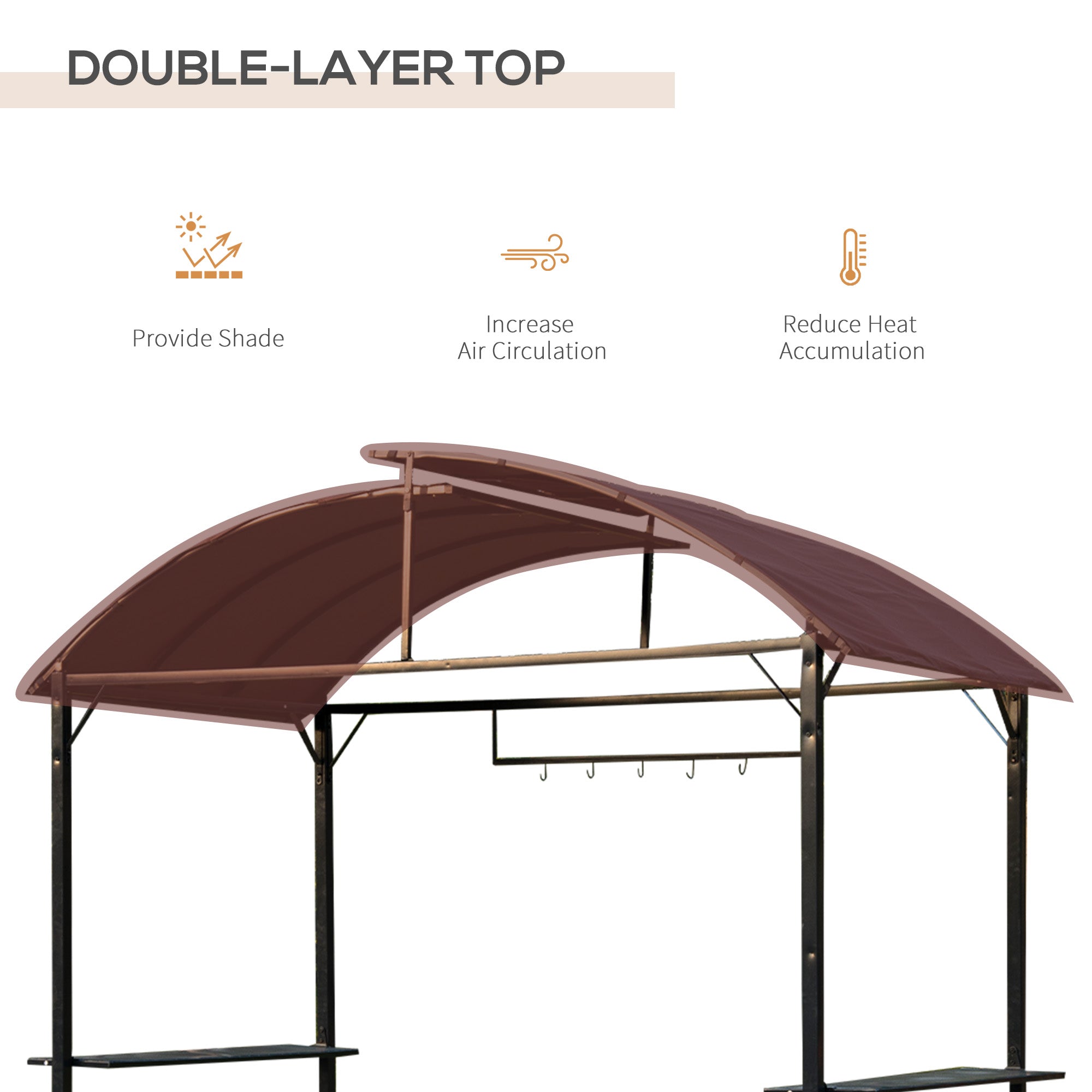 Outsunny Metal Smoking Gazebo Marquee Garden Patio BBQ Tent Grill Canopy Awning Shelter - Coffee 