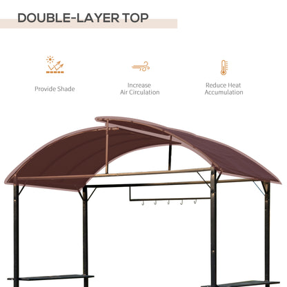 Outsunny Metal Smoking Gazebo Marquee Garden Patio BBQ Tent Grill Canopy Awning Shelter - Coffee 