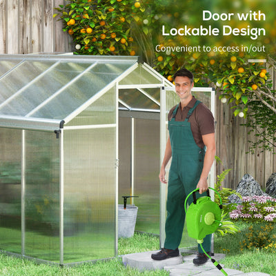 Outsunny 10 x 6ft Aluminium Frame Walk-In Greenhouse, with Foundation 