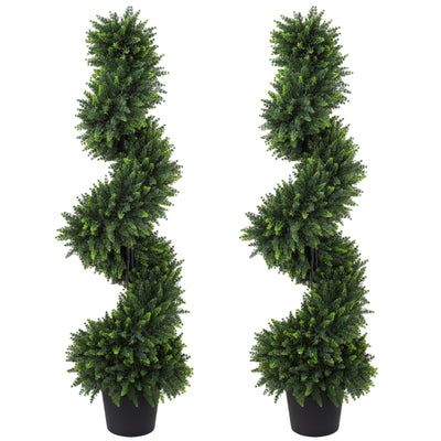 HOMCOM Decorative Artificial Plants Set of 2, UV Resistant Fake Plants in Pot for Indoor Outdoor Decor, 120 cm, Deep Green