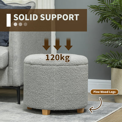 HOMCOM 31.8L Teddy Fleece Storage Ottoman - Grey 