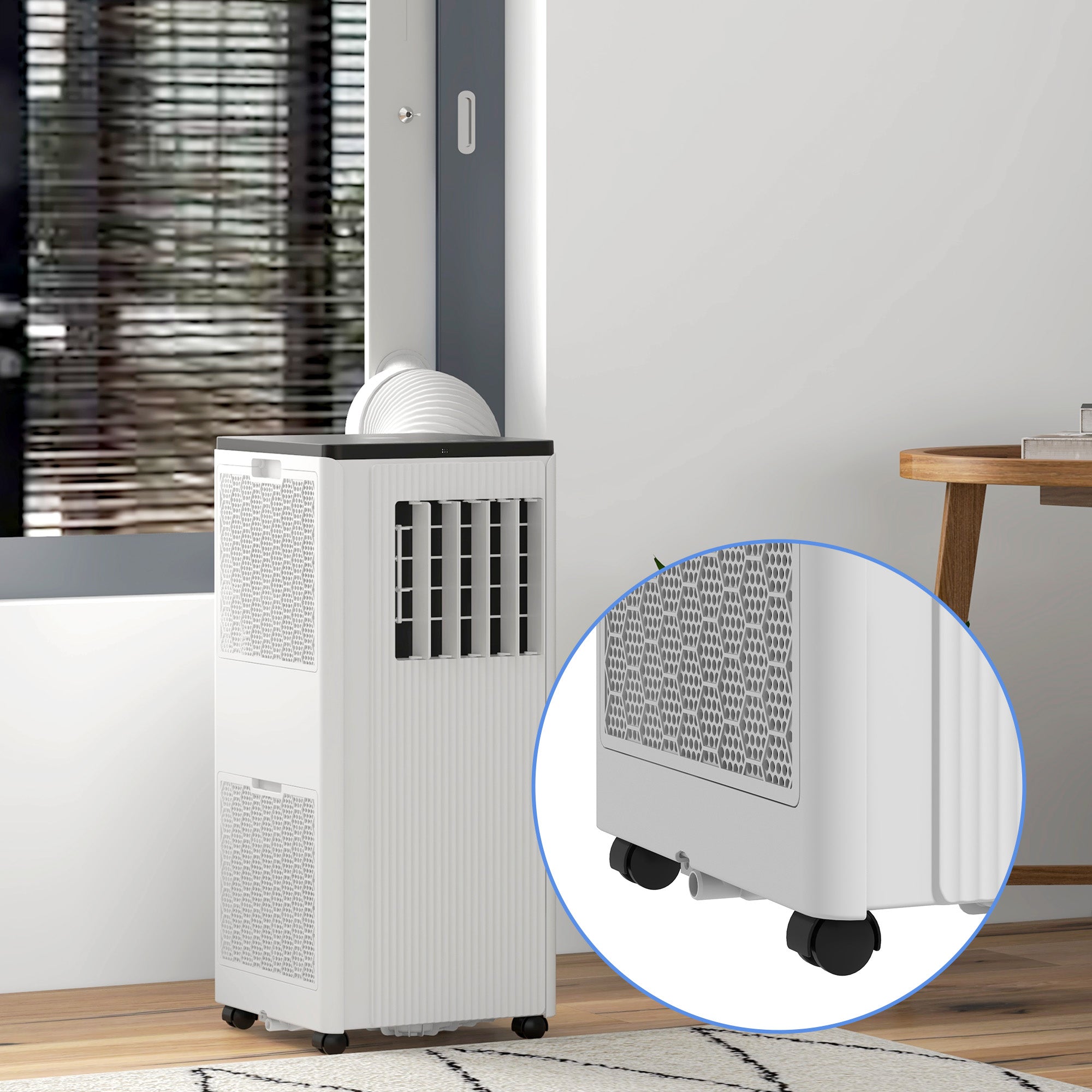 HOMCOM 7,000 BTU App-Controlled Mobile Air Conditioner, 15m\'c2\'b2 Radius - White