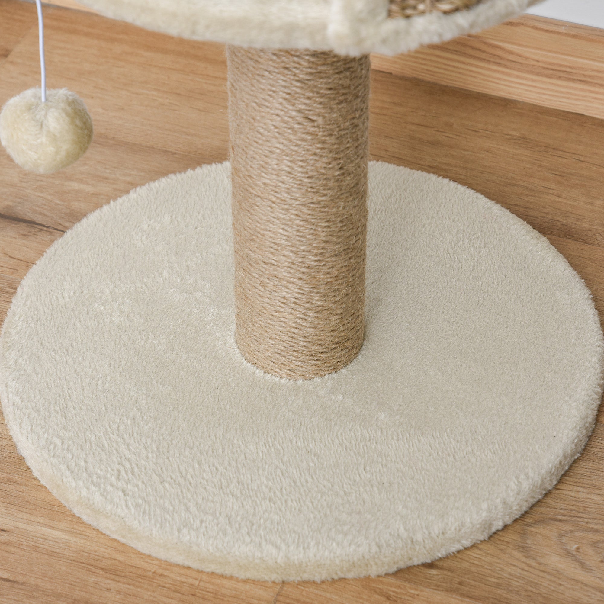 PawHut Cat Tree Cat Scratching Post for Indoor Cats Kitten Play Tower Activity Centre Climbing Stand with Dangling Ball Beige 