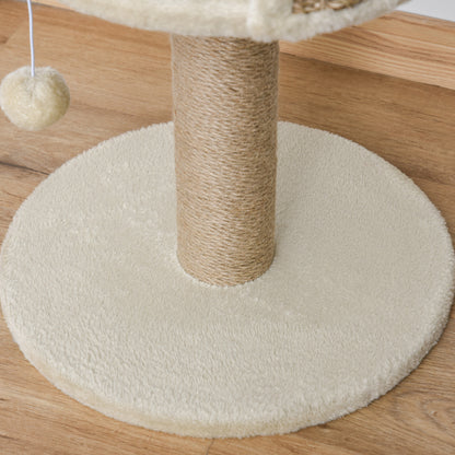 PawHut Cat Tree Cat Scratching Post for Indoor Cats Kitten Play Tower Activity Centre Climbing Stand with Dangling Ball Beige 
