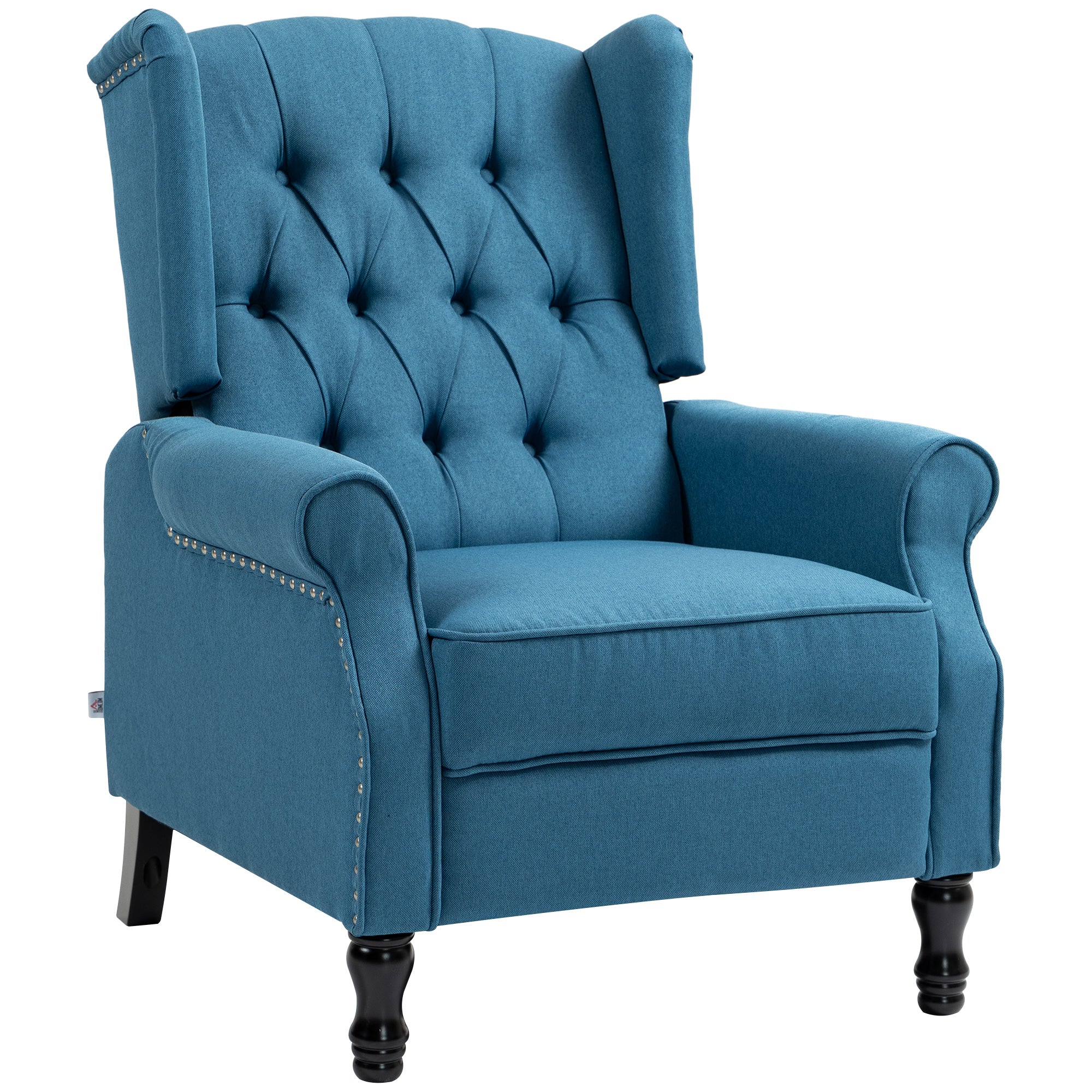 HOMCOM 150\'c2\'b0 Reclining Vintage Armchair, with footrest - Blue