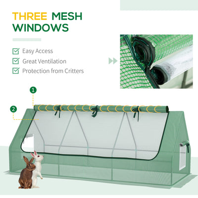 Outsunny Portable Small Polytunnel, Mini Greenhouse with Mesh Windows for Indoor and Outdoor, 240x90x90cm, Green 
