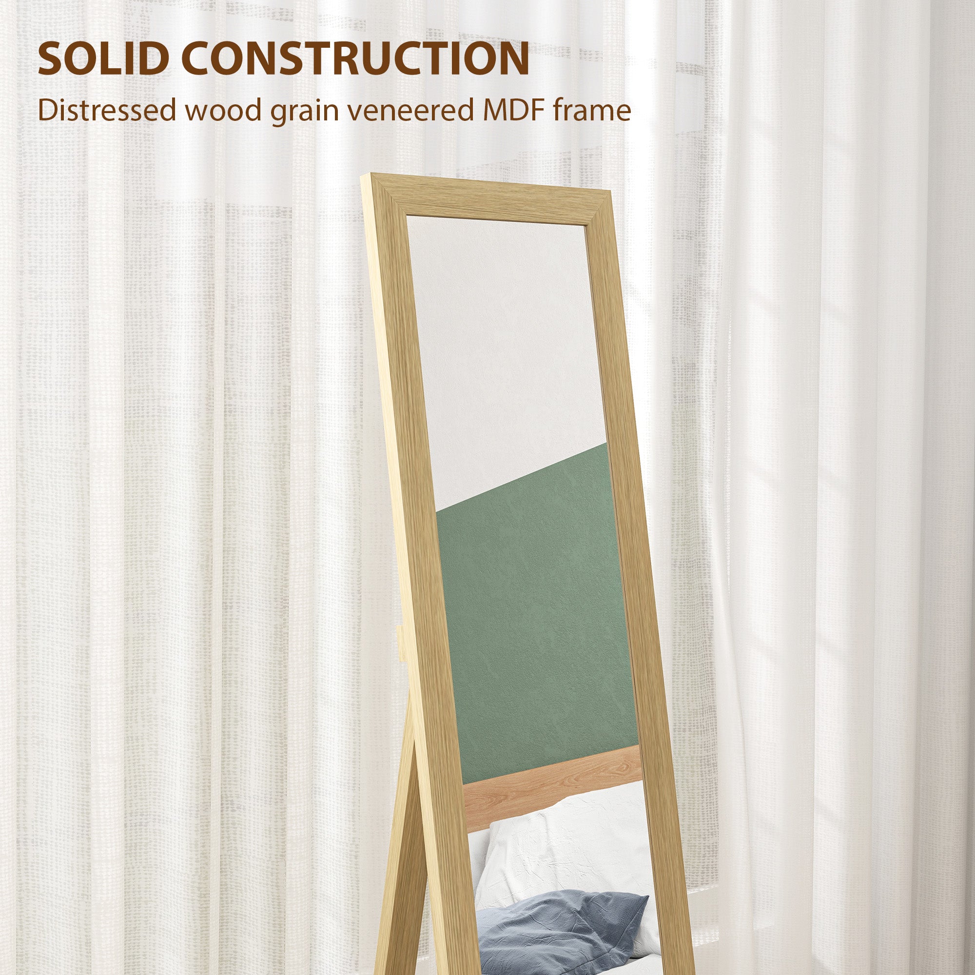 HOMCOM 37 x 157 cm Full Length Mirror - Natural 