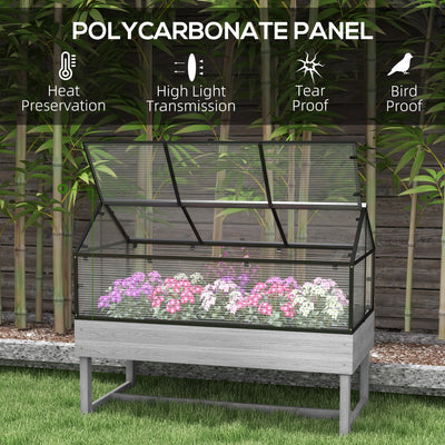 Outsunny 60 x 120cm Raised Garden Bed with Wooden Base - Grey 