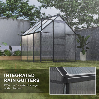 Outsunny 190 x 190cm Walk-In Polycarbonate Greenhouse - Grey 