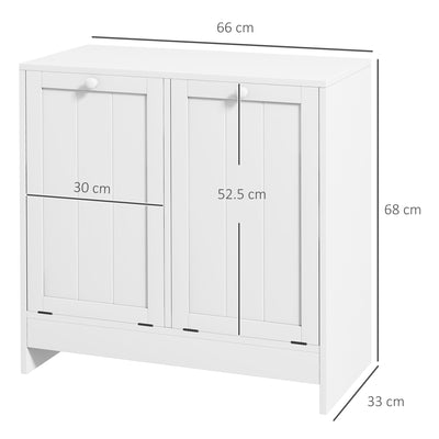 kleankin Double Hamper Laundry Storage Cabinet - White 