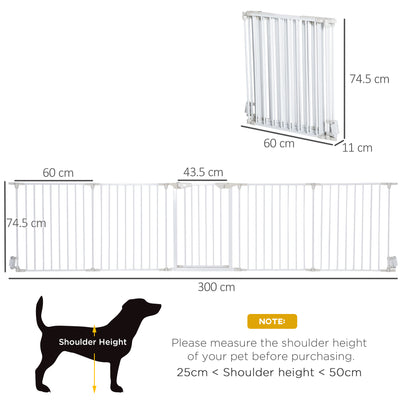 PawHut 5 Panels Pet Playpen Metal Fence w/ Walk Through Door - White 
