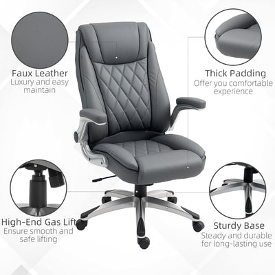 Vinsetto Faux Leather Executive Swivel Office Chair - Dark Grey 