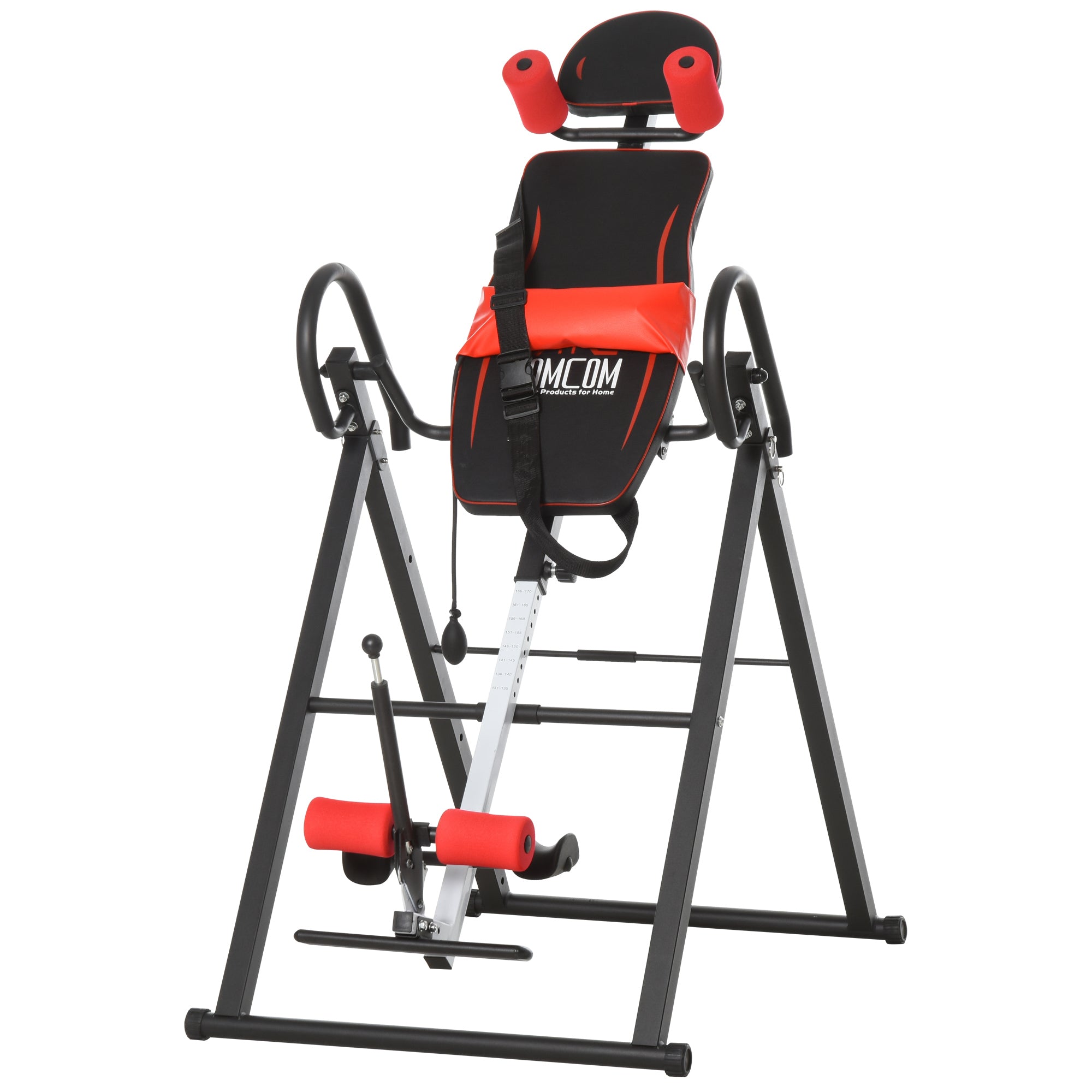 HOMCOM Gravity Inversion Table with Safety Belt Adjustable Hand Stand for Muscle Pain Relief, Red 
