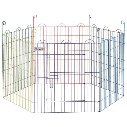 PawHut Pet Playpen Crate, with Six Panels, Door, for Indoors and Outdoors 