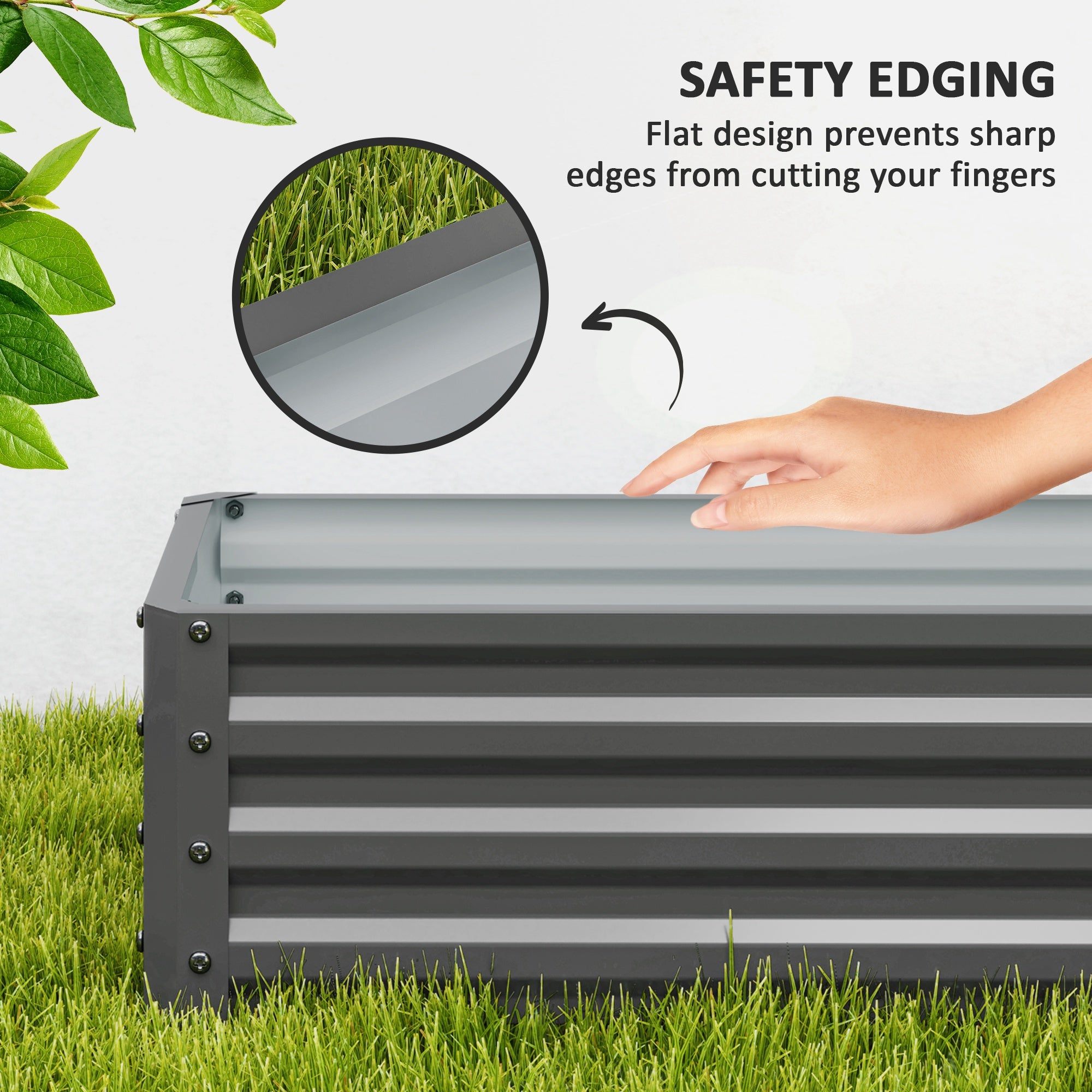 Outsunny Set of Two 110 x 50cm Steel Planter Boxes -  Light Grey 