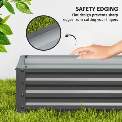 Outsunny Set of Two 110 x 50cm Steel Planter Boxes -  Light Grey 