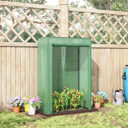 Outsunny Tomato Greenhouse with Roll-up Door, Mini Greenhouse with PE Cover, Outdoor Grow House Small Green House for Yard, Balcony, Garden, 100 x 50 x 150cm, Green 