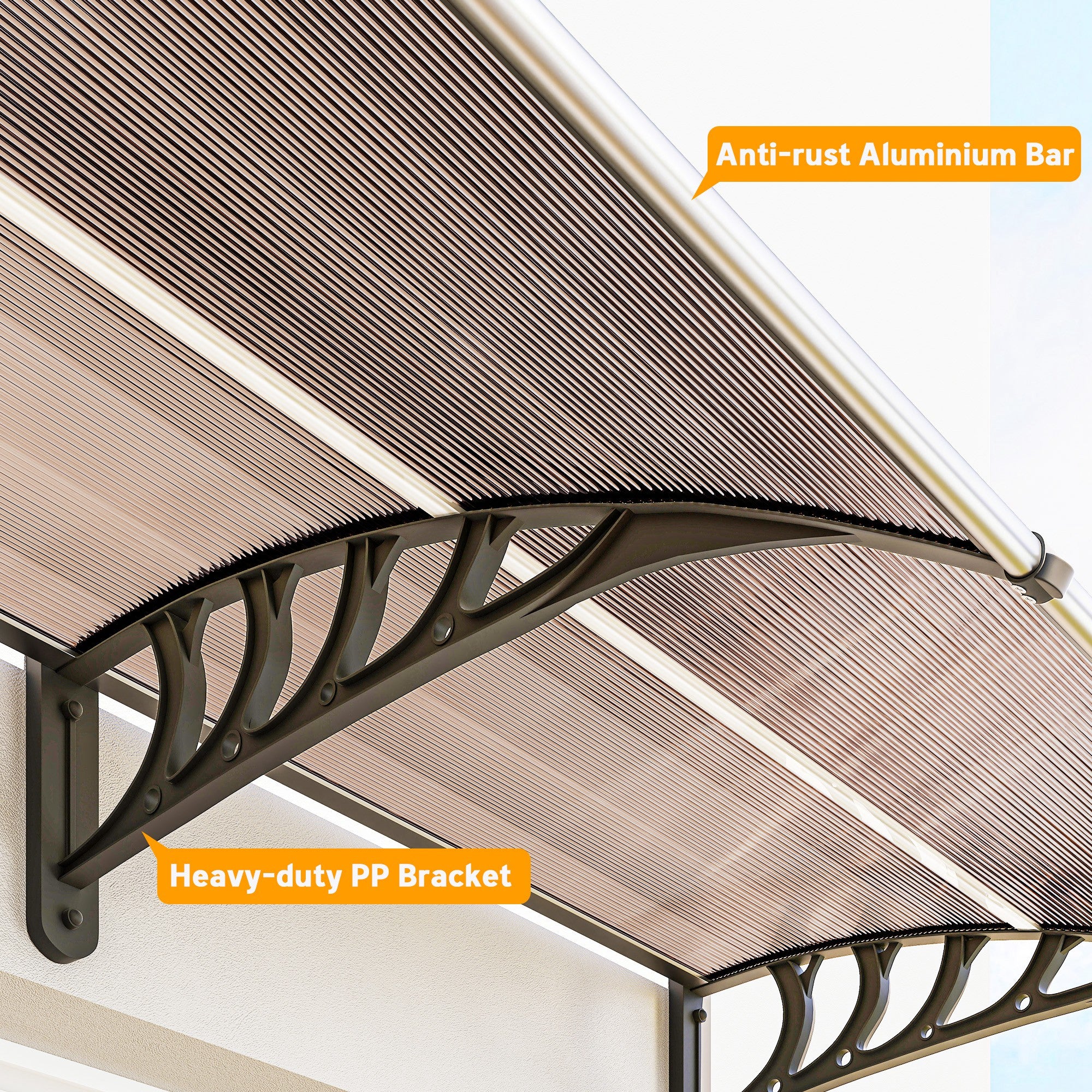 Outsunny Front Door Canopy, Outdoor Awning, Rain Shelter, 303 x 96cm , Brown 