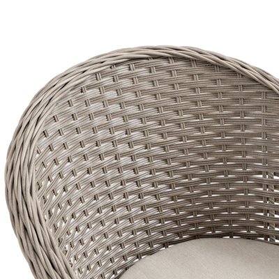 Outsunny 4 Seater Rattan Garden Furniture Set with Cushions, Round PE Rattan Dining Set with Glass-Top Table, Umbrella Hole, Outdoor Garden Table and Chairs, Mixed Grey 