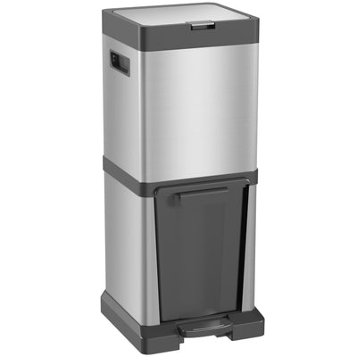 HOMCOM 34L Double Compartment Kitchen Bin, with Soft-Close Lid 