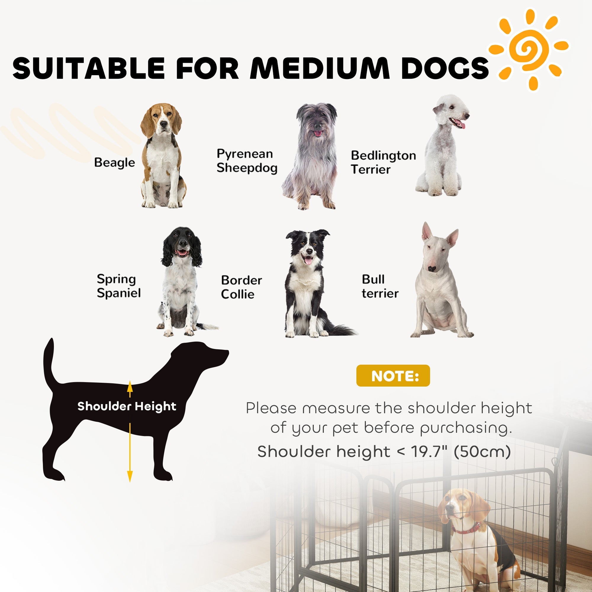 PawHut 6 Panels Heavy Duty Dog Playpen with Secure Door, for Indoor Outdoor, for Garden, Camping, 80cm High 