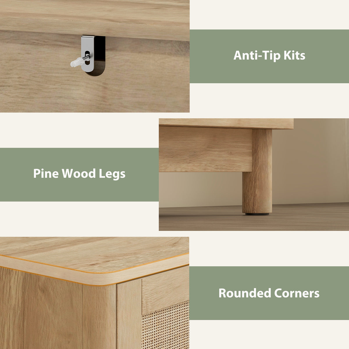 HOMCOM 40 cm Drawer Chest of Drawers with 3 Drawer - Oak 