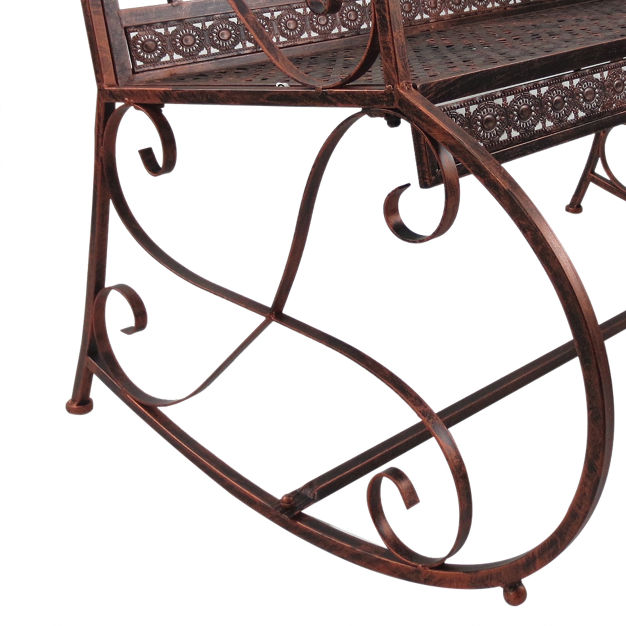 Outdoor Iron Rocking Chair-Bronze Red 