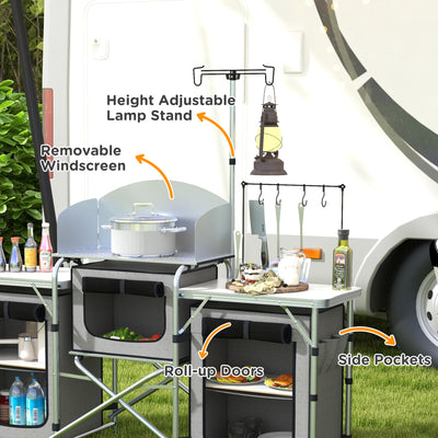 Outsunny Multi-Storage Portable Camping Kitchen, with Carry Bag 