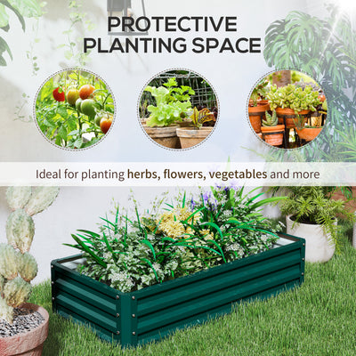 Outsunny Set of 2 Raised Beds for Garden, Galvanised Outdoor Planters for Herbs Vegetables, Use for Patio Balcony, Green 