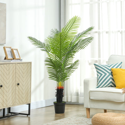 HOMCOM 150cm Artificial Areca Palm Tree with 12 PE Leaves, Decorative Artificial Plant with Plastic Pot and Flocked Soil, Fake Plant for Home Office Decor, Green 