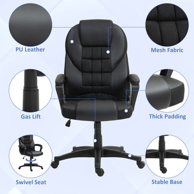 HOMCOM Faux Leather Office Chair - Black 