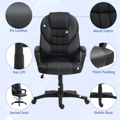 HOMCOM Faux Leather Office Chair - Black 