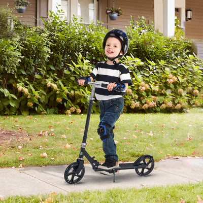 HOMCOM Kids Scooter Teenager Kick Scooter Foldable 4 Levels Adjustable Height with Rear Fender Brake for 7-14 Years 