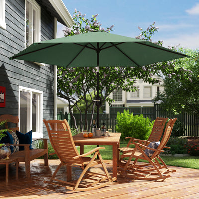 Outsunny 2.6 m Garden Parasol Umbrella with Aluminium Pole, Outdoor Patio Umbrella with Tilt and Crank, Vent, Dark Green 