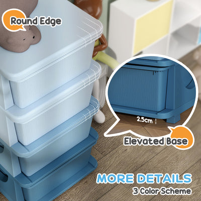 HOMCOM Four-Tier Kids Storage Boxes, with Four Drawers - Blue 