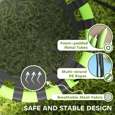 AIYAPLAY 60 cm Diameter Kid Nest Swing Seat with Height Adjustable Ropes for Outdoor Indoor, Black 