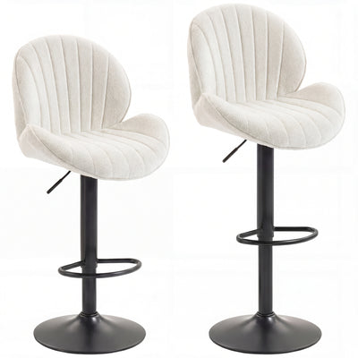 HOMCOM Bar Stools Set of 2, Swivel Barstools with Back, Adjustable Height and Footrest for Kitchen Island, Dining Room, Cream 