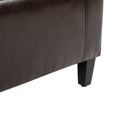 HOMCOM PU Leather Storage Ottoman Bench Storage Chest Tufted Ottoman Cube w/ Flipping Top 92L x 40W x 40H cm Brown 