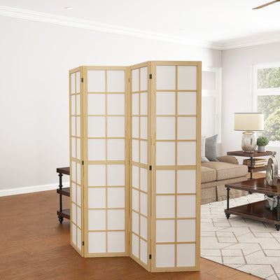 HOMCOM 4 Panel Folding Room Divider, Freestanding Room Separator, Indoor Privacy Screen for Living Room, Bedroom, 160 x 170cm 