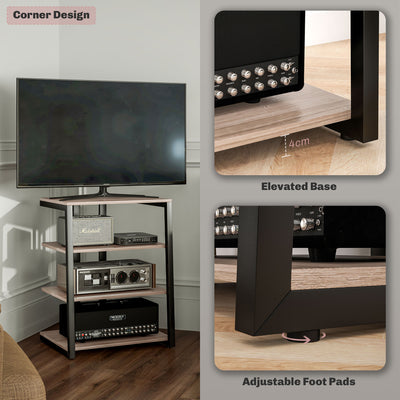 HOMCOM HiFi Stand, with Four Storage Shelves - Grey 