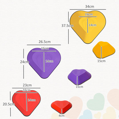 AIYAPLAY 6-Piece Heart-Shaped Kids Balance Stepping Stones and Motor Skills, Multicoloured 