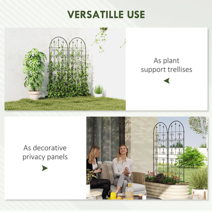 Outsunny Set of 2 Metal Garden Trellis, Decorative Trellis Panels for Climbing Outdoor Plants, Vegetables, Vines, Flowers, 150 x 50 cm, Scrollwork Design 