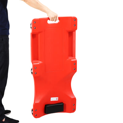 DURHAND Mechanic Vehicle Creeper Under Car Repair Padded Headrest Rolling Moulded Workshop Garage Assistance with Tool Tray, Red 