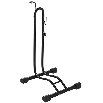 SPORTNOW Vertical & Horizontal Bike Rack Bicycle Storage Stand with Adjustable Hooks, Fits 6"-28" and 700c Bikes 