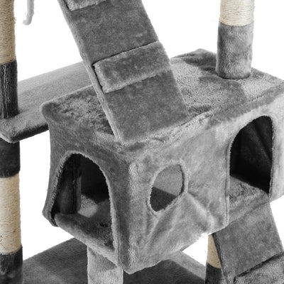 PawHut Cat Tree Scratching House, Activity Play Centre 