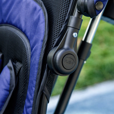 HOMCOM 6 in 1 Kids Trike Push Bike with Push Handle, Canopy, 5-point Safety Belt, Storage, Footrest, Brake, for 1-5 Years, Dark Blue 