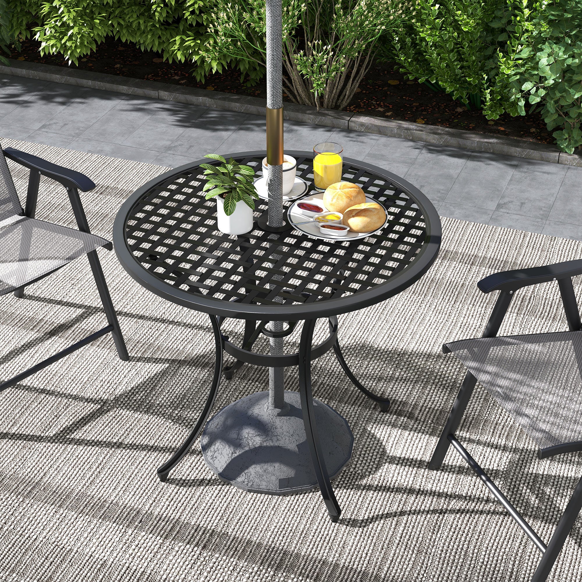 Outsunny Round Aluminium Table, with \'e2\'8c\'8050mm Parasol Hole